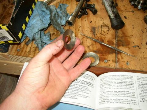 1995 Ford Bronco - Manual detailing ring gear assembly with a hand holding a washer.