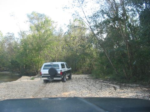 1988 Ford Bronco - This 1988 Ford Bronco navigates a rough, unpaved road surrounded by trees.