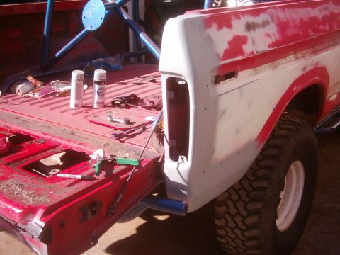 1978 Ford Bronco - This 1978 Ford Bronco is being prepped for paint, showing the rear quarter panel and bed.