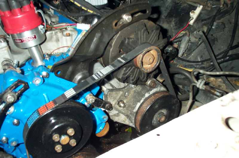 Alternator and PS in stock locations thanks to custom adapter plates.