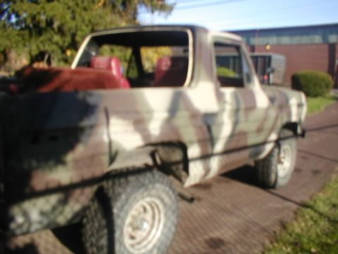 1979 Ford Bronco - This 1978 Ford Bronco has a camouflage paint job and red interior seats.