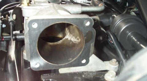 1998 Ford Crown Victoria - Inside shot of the dirty stock upper intake. It was cleaned after these pics.