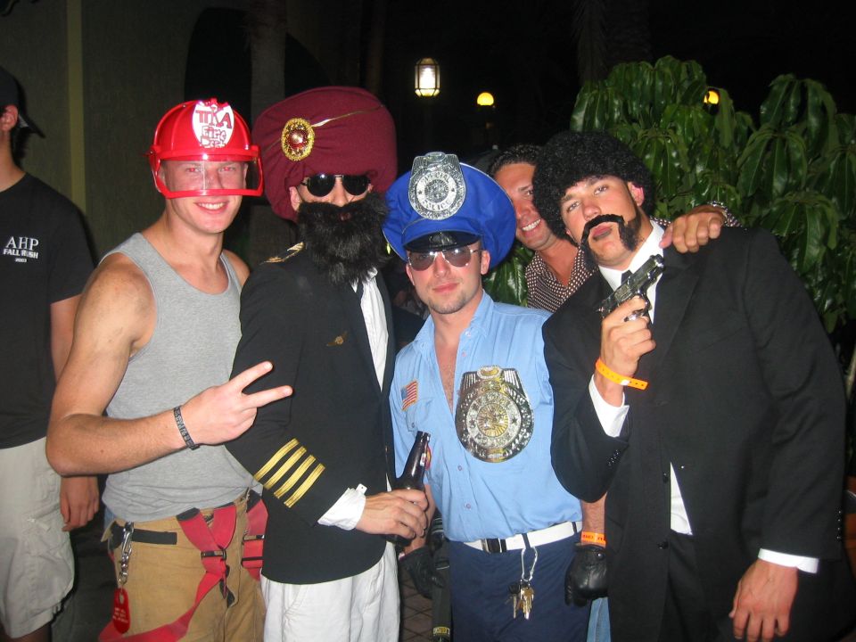 Roomate Pete on the left, wearing my turnout pants and the hat I bought in Naples.