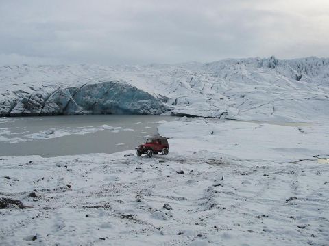 1985 Ford Bronco - Jeep playing next to the glacier.
