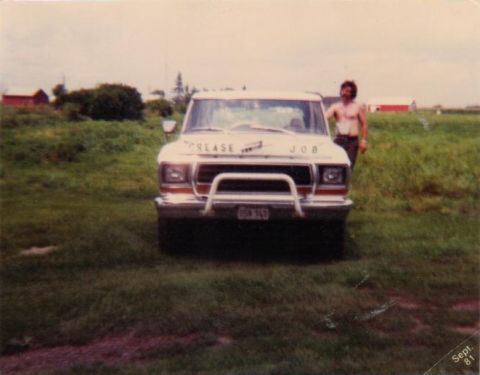 1978 Ford Bronco - Dad with new bug shield, specially painted with his CB handle of "Grease Job" due to his job as a mechanic