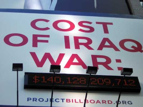 1995 Ford Bronco - A digital display shows the escalating financial cost of the Iraq War, updated in real-time.