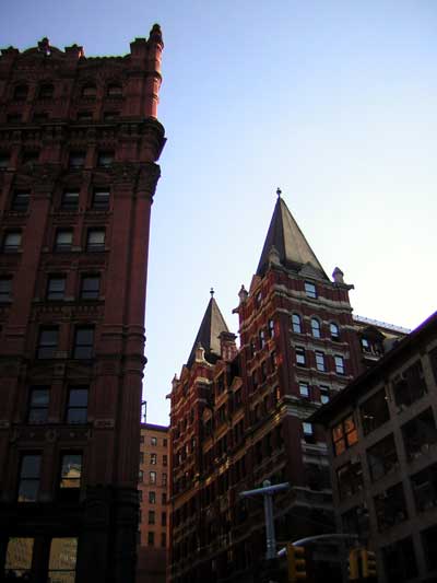 1995 Ford Bronco - Looking up at ornate, historic brick buildings in a city.