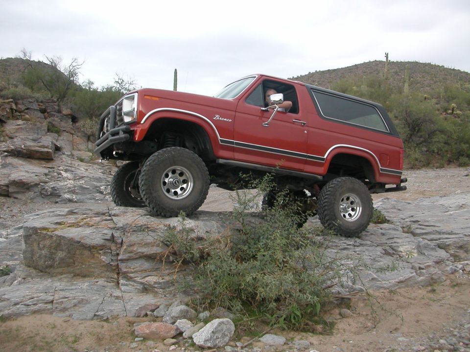 I didn't have time to stop and get out and take pictures of my truck climbing the rock wall in Box Canyon, so on the way out I found a nice boulder to drive up on
