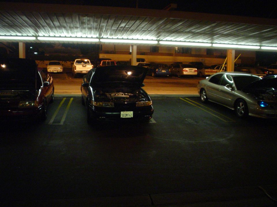 1998 Mercury Sable, front view, black, hood open
