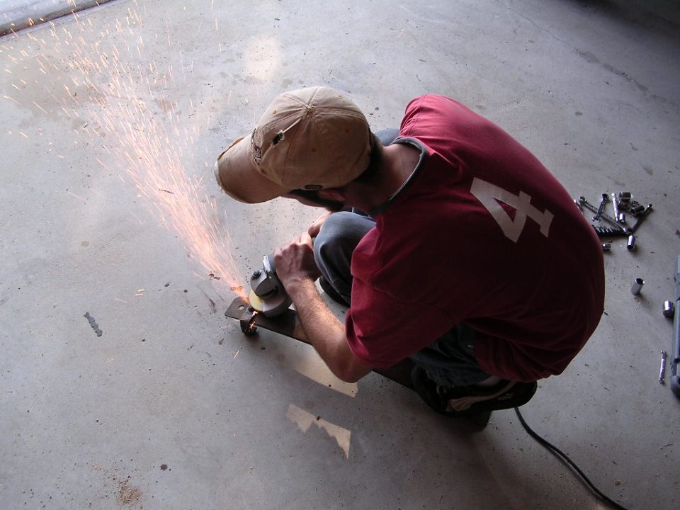 David grinding out rivets