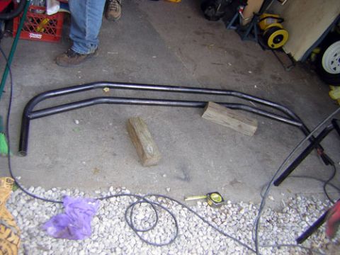 1995 Ford Bronco - Custom fabricated grille guard, likely for an off-road vehicle, shown before installation.