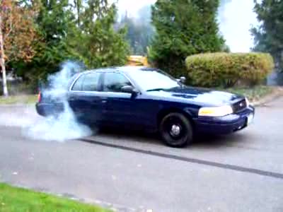 2001 Ford Crown Victoria - Ana's burnout in Blue Bruiser at XXX. Who said a girl can't do a burnout?!