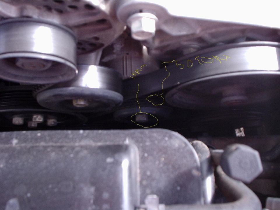 Engine belt with T50 torque marking and 15mm measurement