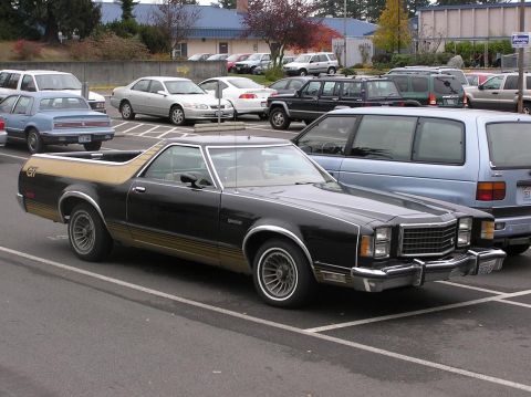 1973 Ford Ranchero - This El Camino, likely a 1978 model, is parked in a lot with other vehicles. The registry claims it is a 1973 Ford Ranchero.