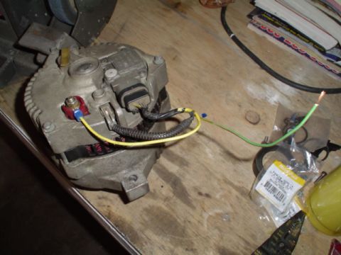 1981 Ford Bronco - test fitting this wiring harness I got from a 95 Taurus. I had to put on that terminal lug on the end of the yellow wire.