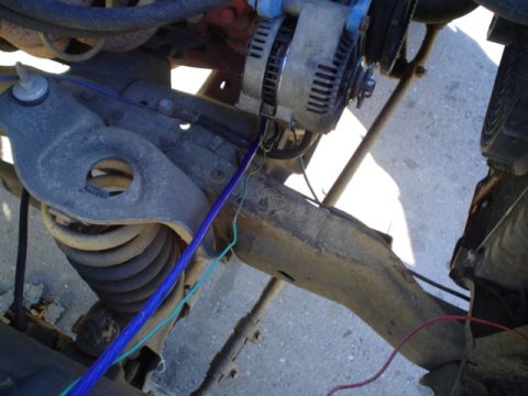 1981 Ford Bronco - Pretty much done, just had to put the belt on and cover up that splice job with some electrical tape.
