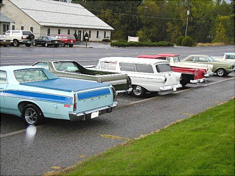 1967 Ford Ranchero - A light blue 1970 Ford Ranchero is parked in a line with other classic vehicles.
