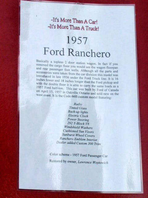 1967 Ford Ranchero - This document describes a 1957 Ford Ranchero, contradicting the registry's claim of a 1967 model.