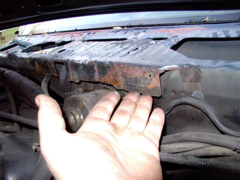 1986 Ford Bronco - This under panel was pretty rusty, though curiously the rest of the areas under there were completely rust free. Luckily I scored one of th…
