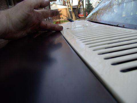 1986 Ford Bronco - Bad angle for the shot as it doesn't show how much closer the valance lines up with the new hood(look past my paw). As an added bonus the v…
