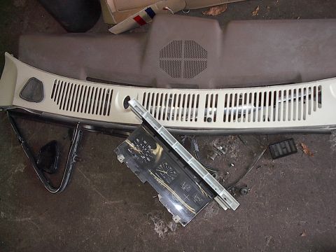 1986 Ford Bronco - Thought I'd start documenting my junkyard scores. Got this mint dash pad, rust free windshield valance (with under panel and seal), windshi…