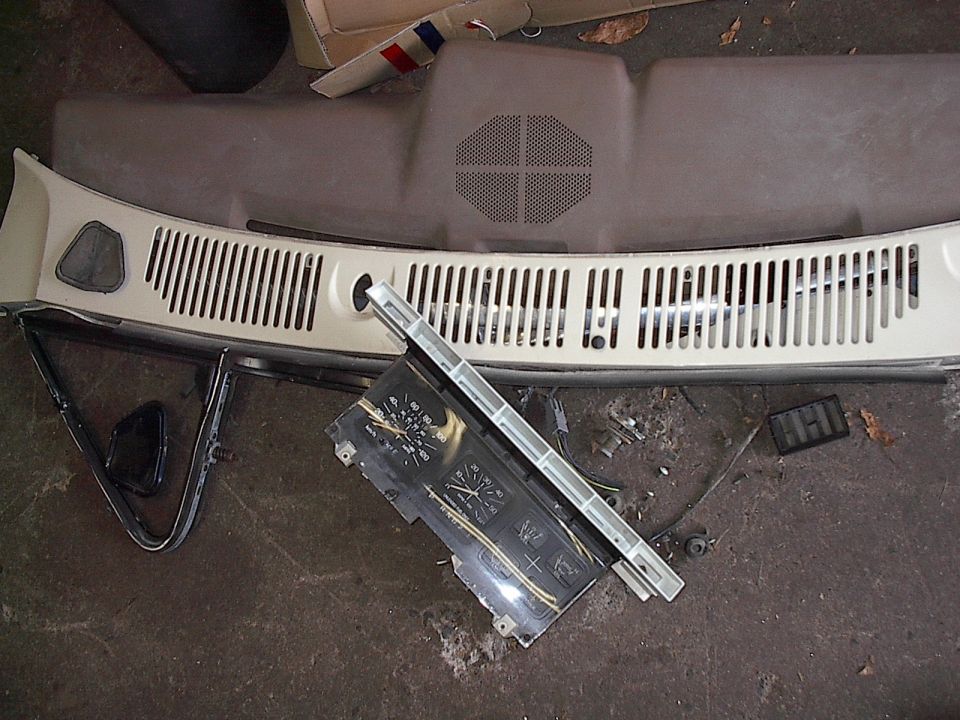 Thought I'd start documenting my junkyard scores. Got this mint dash pad, rust free windshield valance (with under panel and seal), windshield trim, instrument cluster WITH factory tach (first I've seen in a yard), corner window and plugs, wires and hardware $70.00 CDN (@ $50 American).