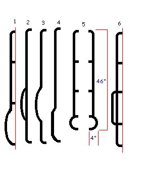1979 Ford Bronco - Diagram illustrates various car part profiles and their measurements, including 46 inches and 4 inches.