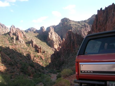 1984 Ford Bronco - An elevated view of the canyon and the winding road below.