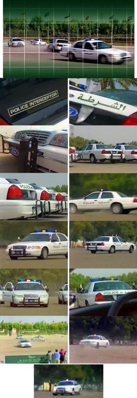 1999 Mercury Grand Marquis - Multiple police interceptor vehicles are seen in various shots, some in motion on a track.