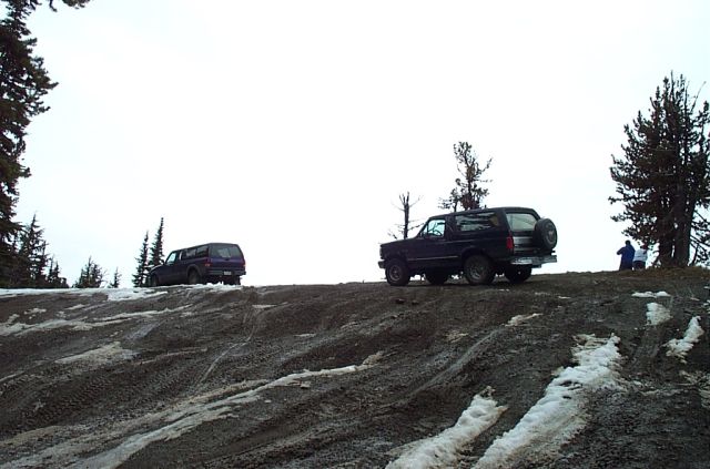 I was going to pass on this hill as it was pretty steep with a cliff at the top but Bruce did it so...