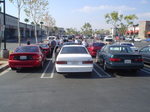 1993 Ford Taurus - A white 1993 Ford Taurus is parked in a lot with other vehicles.