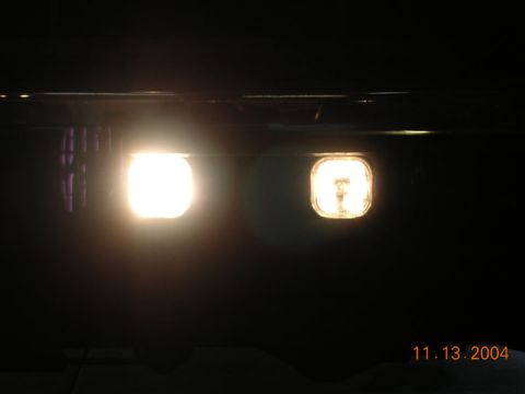 2004 Ford F-250 - Silverstar (left) is 65 watts compared to a 45 watt (i think) stocker