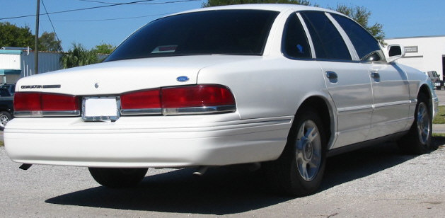 White 1997 Ford Crown Victoria rear view