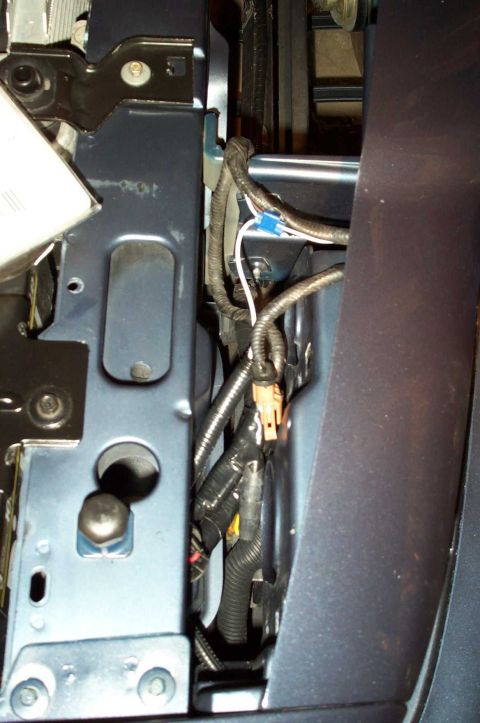 1998 Ford Crown Victoria - Here you can see where I spliced into the turn signal wire and attached a new wire that will attach to the ground wire of the marker lamp.