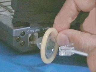 2003 Jeep TJ - Ethernet cable connector protected by a condom.