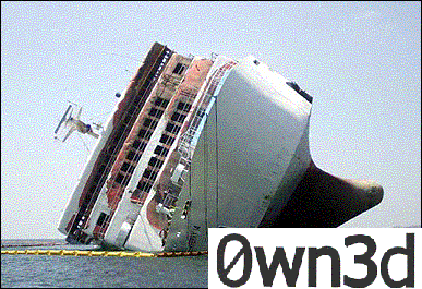 1985 Ford Bronco - A large cruise ship has capsized and is listing dramatically to its side in the ocean.