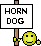 1991 Ford Bronco - Sign with text HORN DOG and a smiley face icon.