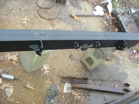 1988 Ford Bronco - Back side of Rear bumper complete with trailer chain safetey hooks. It will mount to the frame with 6 Grade 8 5/8" bolts, compared to the s…