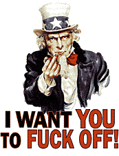 1986 Ford Bronco - Poster of Uncle Sam pointing and stating 'I WANT YOU TO FUCK OFF!'
