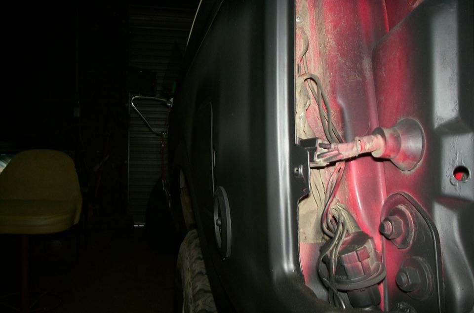 Rear quarter panel wiring harness and red interior paint