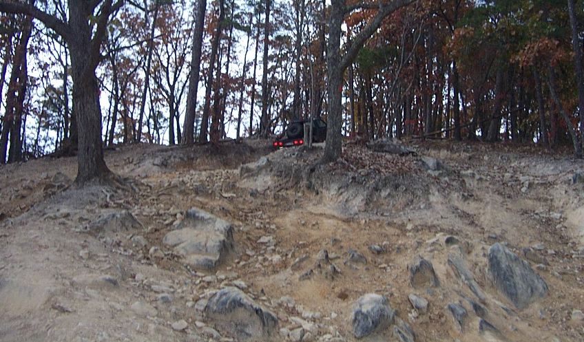 MUCH STEEPER than it looks, I'm pointing up at about a 45 degree angle

Rocky mountain hill climb