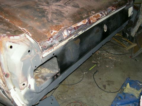 1965 Ford Mustang - New Tail Panel. Old one was crunched in and bondoed up to an inch thick. Awesome job, too! Thanks again to JM Autoworks!