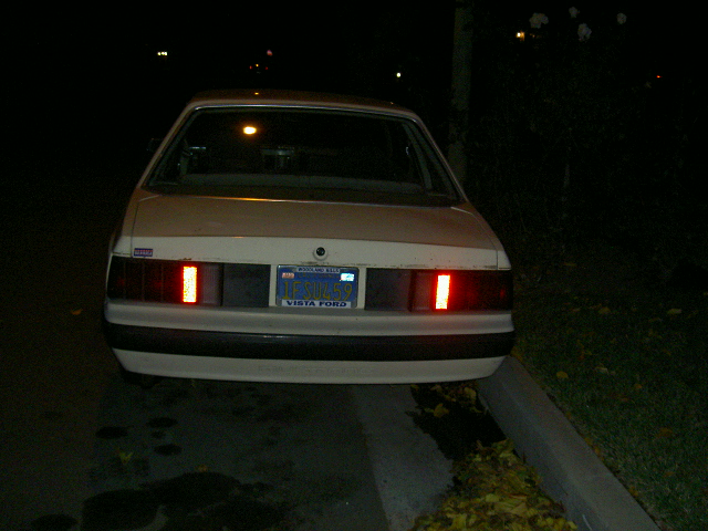 1982 Ford Mustang rear view with license plate reading 'VISTA FORD'