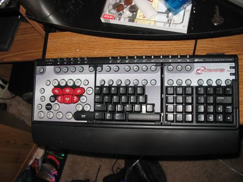1988 Ford Bronco - A Zboard keyboard with a unique layout red gaming keys and a standard QWERTY arrangement.