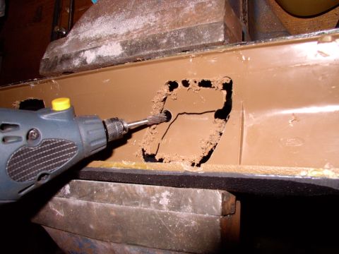1986 Ford Bronco - I didn't need to drill guide holes, this cutter in the dremel went to town half melting, half cutting the plastic away, exposing a pair of…