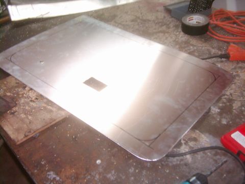 1978 Ford Bronco - A custom-made metal door panel is shown, possibly for a vehicle restoration project.
