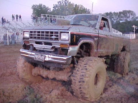 1987 Ford Ranger - This lifted Ford Ranger is covered in mud after a run through the bog.