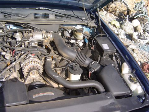 1999 Ford Crown Victoria - September 26, 2004 Engine compartment as I acquired it. Note the stock air box and throttle body.