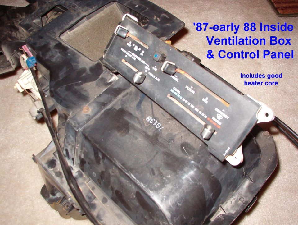 SOLD HVAC in-dash ducts & control panel for 1987-early 88 F-series & Bronco (with 4 slide knobs & central A/C button)