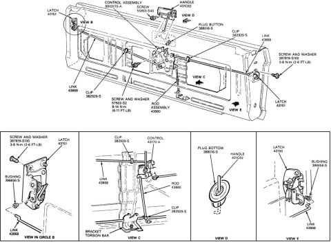 1983 Ford Bronco - '78-82 Latches The torsion bar retainer (430A32) in View C is available from Dennis Carpenter as [url=https://www.dennis-carpenter.com/en/t…